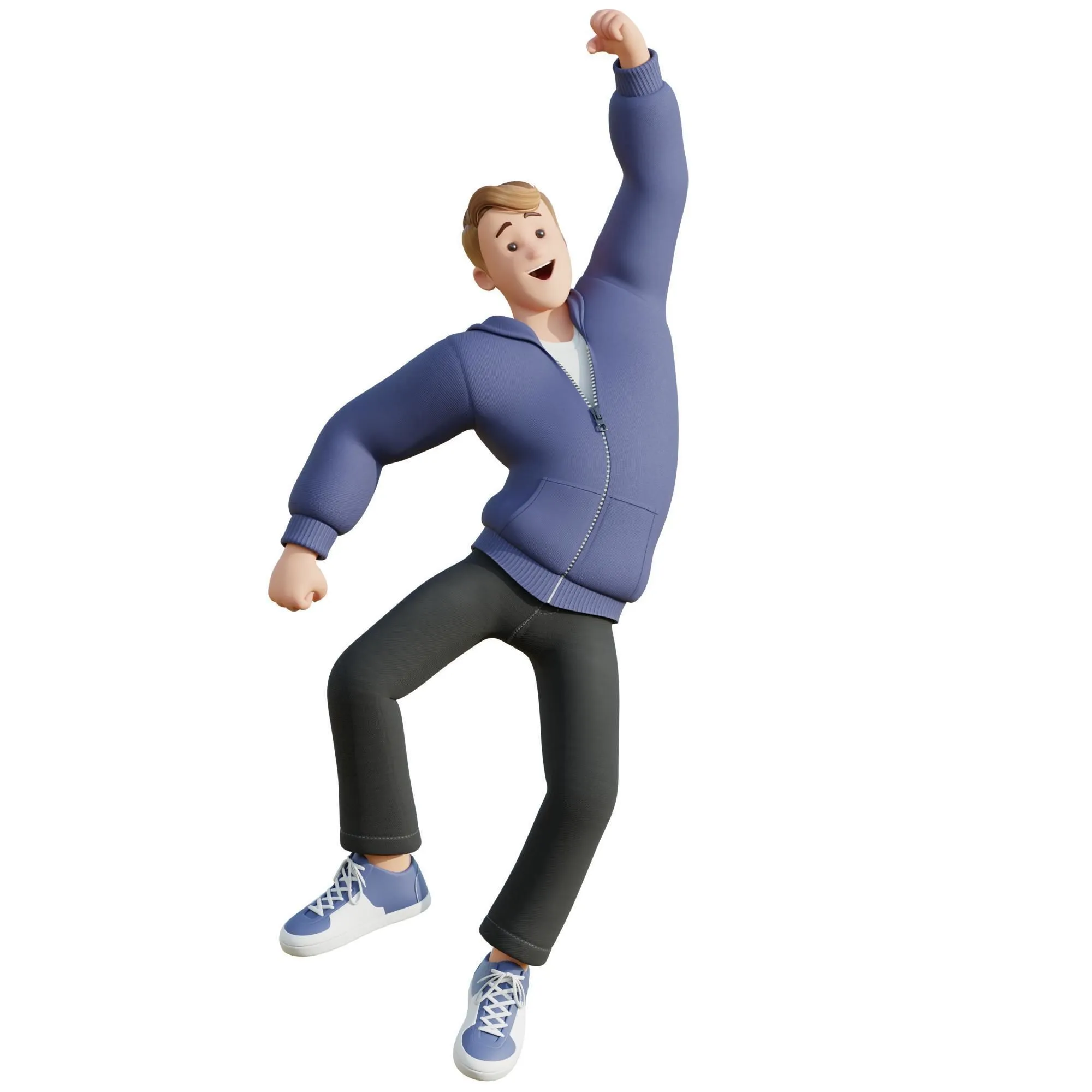 Cartoon Man Illustration 3D model full body render